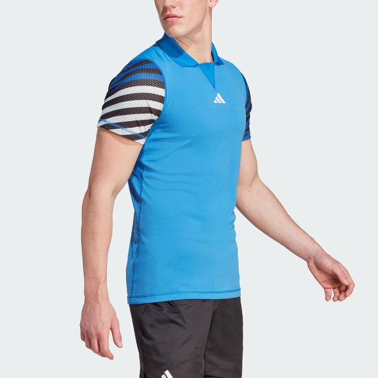 Adidas Heat.Rdy Freelift Pro Striped Color Block Tennis Polo Shirt Men Polo Shirts Air-Force-Blue HY5872