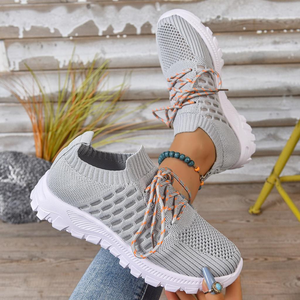Fashion Women Sneaker Spring Autumn Breathable Mesh Sneakers Woman Non-Slip Light Solid Sports Shoes Women Casual  Lace Up Shoes