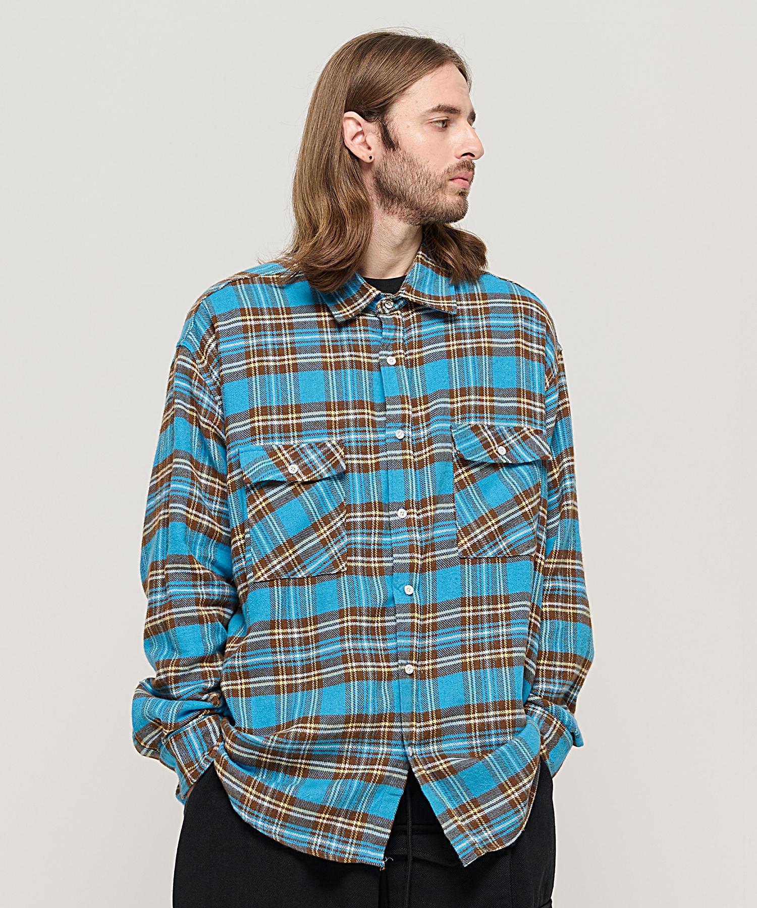 Cargo Bros Cb Two-Pocket Over Check Shirt (Blue) Free
