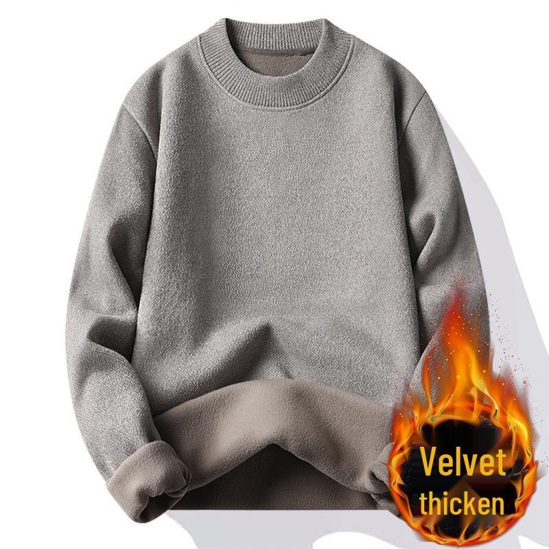Chenille Velvet Thickened Sweater: Young Men's Autumn/Winter Round Neck Wool Top