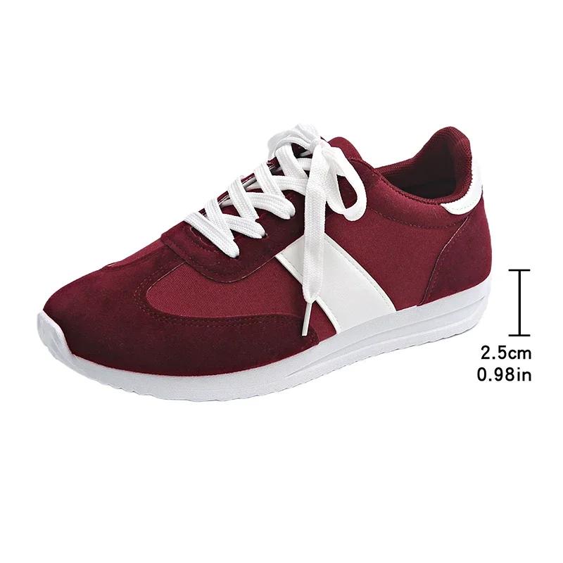 Fashion Women's Contrast Color Platform Sneakers Fashion Non Slip Lace Up Sports Shoes for Women Plus Size Lightweight Casual Sneakers
