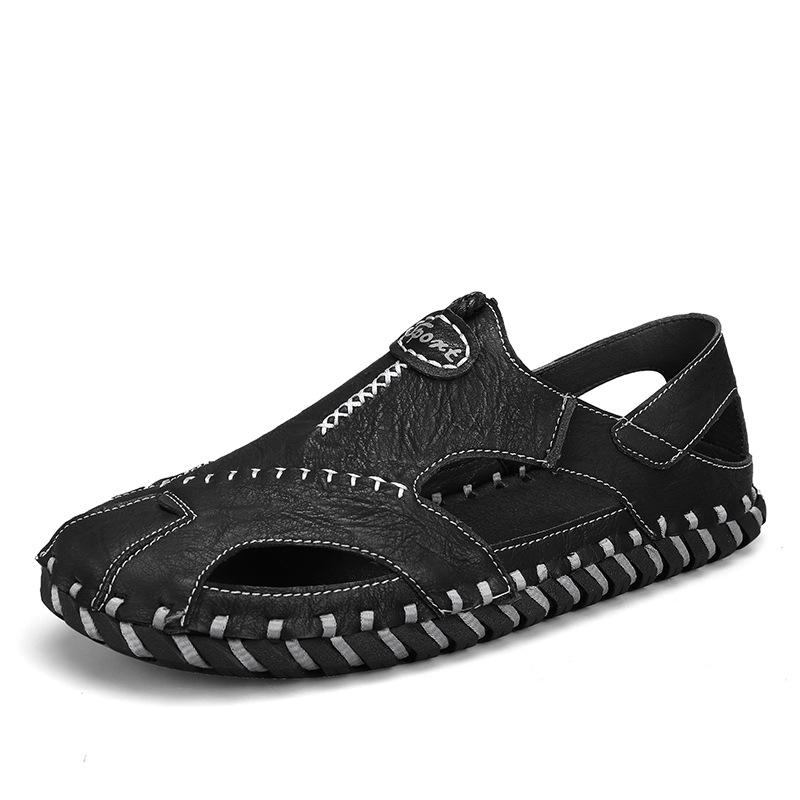 Summer New Sewn Sandals Wearing Breathable Hollow Out Toe Shoes for Men Breathable Two Wear Beach Shoes