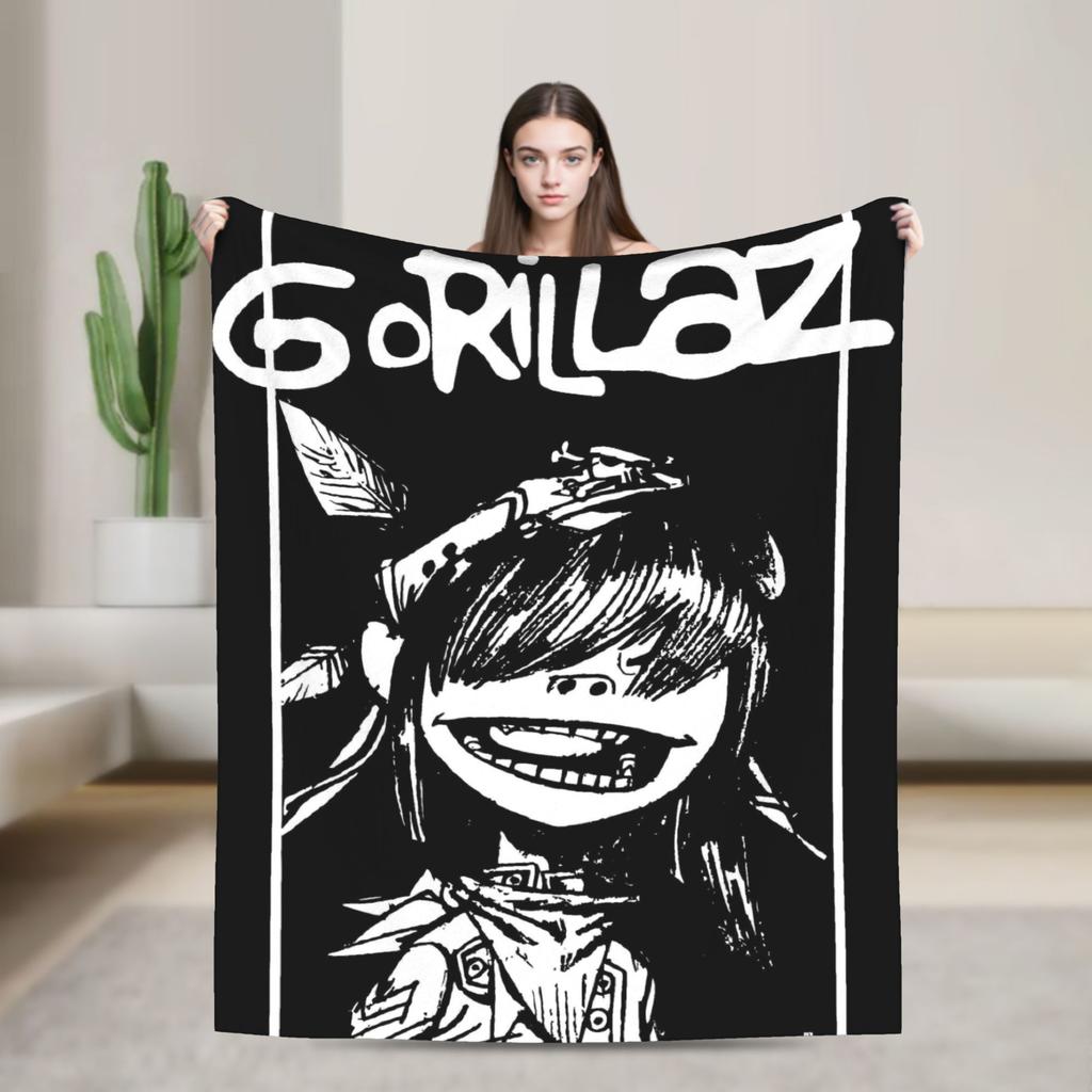 British GorillazS Virtual Band Rock Hip-Hop Blanket  Warm Soft Novelty Plush Throw Blanket For Travel Office Flannel Bed Cover