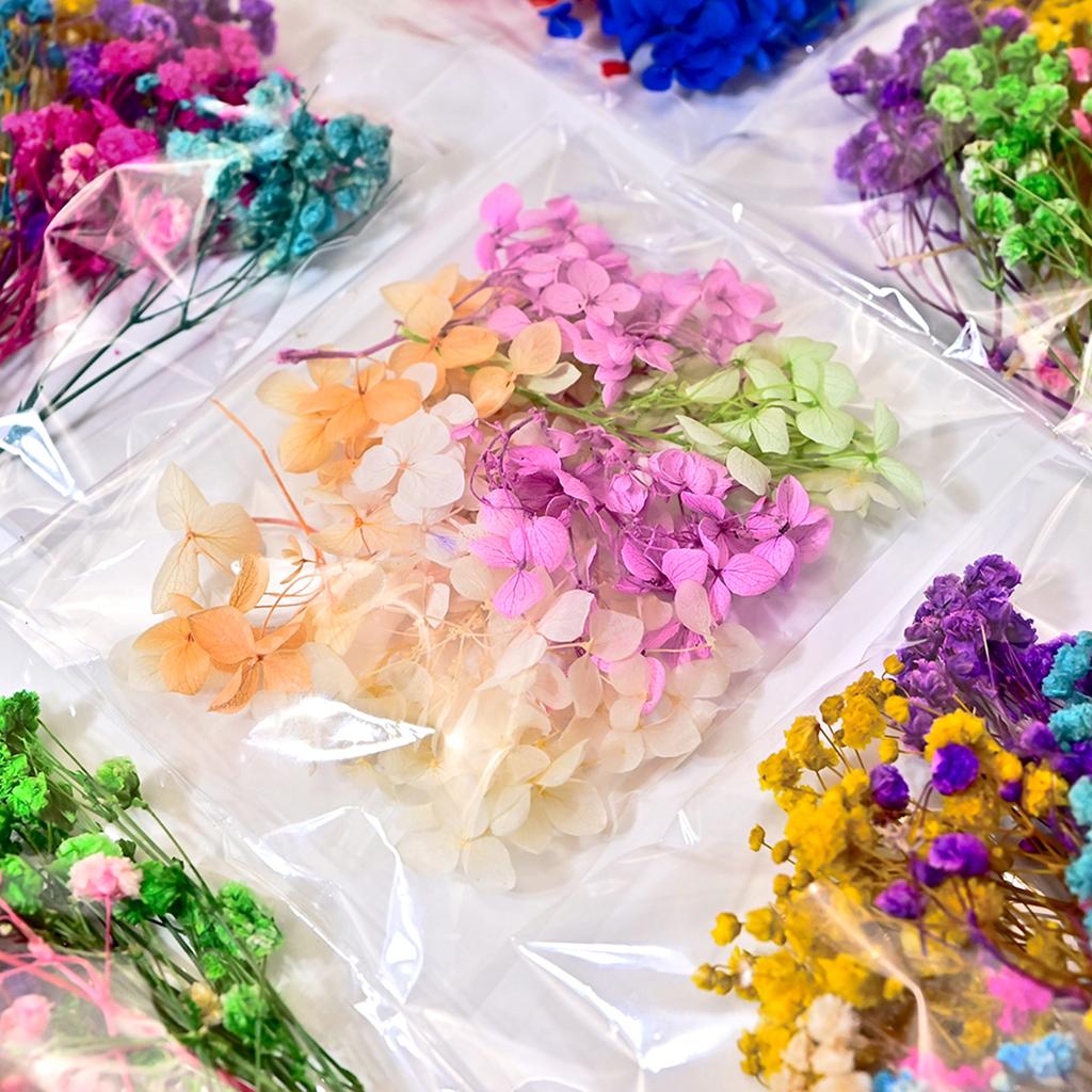 Bukiet z suszonego gipsówki i hortensji zatopionych w żywicy, wieczna dekoracja kwiatowa do domu, prezent ślubny