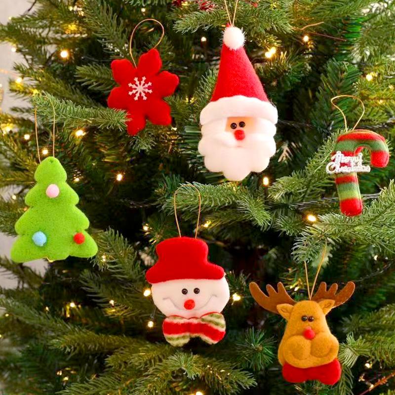 6Pcs/Set Snowman Hanging Reindeer DIY Santa Claus Felt Fabric Snowflake Cute Christmas Ornament Xmas Tree