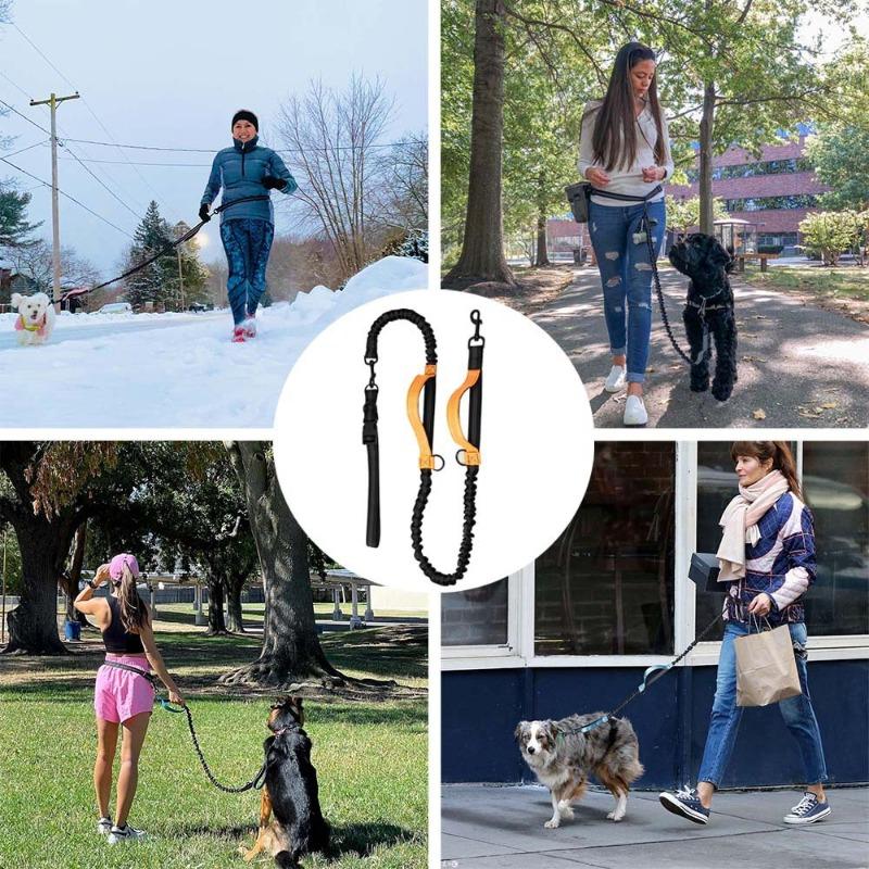 Double Stretch Running Leash Pet Leash Portable Running Reflective Double Stretch Dog Leash