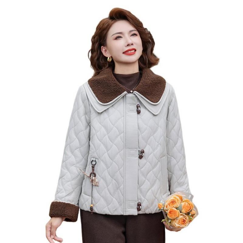 

Women s cotton clothes women s winter new small short cotton-padded clothes navy collar jacket women 5XL [Recommended 150-80 kg] бежевый