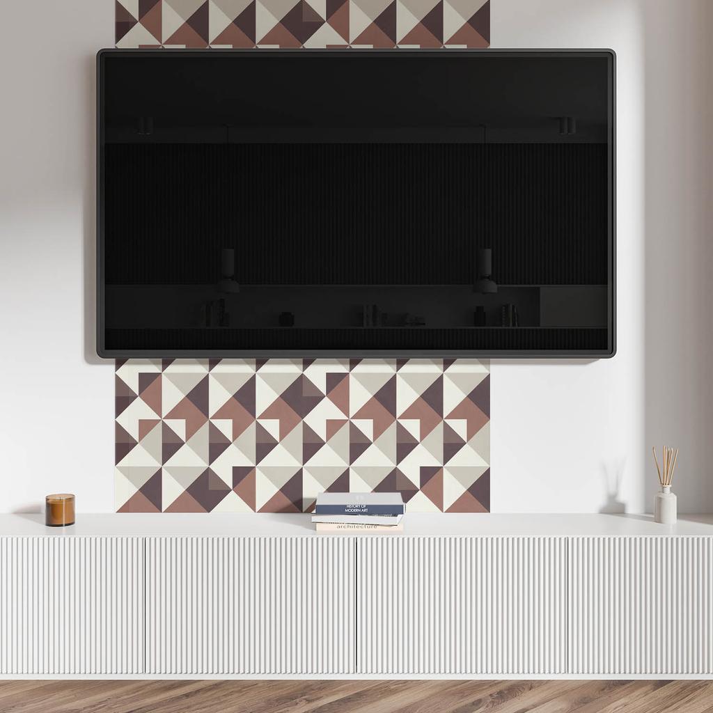 Panel Winylowy Samoprzylepny Z Nadrukiem 100X50 Cm Wzór Geometryczny Z Trójkątami