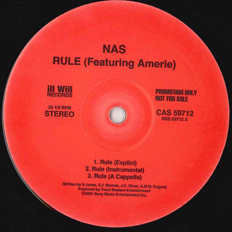 12inch Record NAS Rule CAS59712PROMO COLUMBIA 2001 US Rap HipHopRB Used