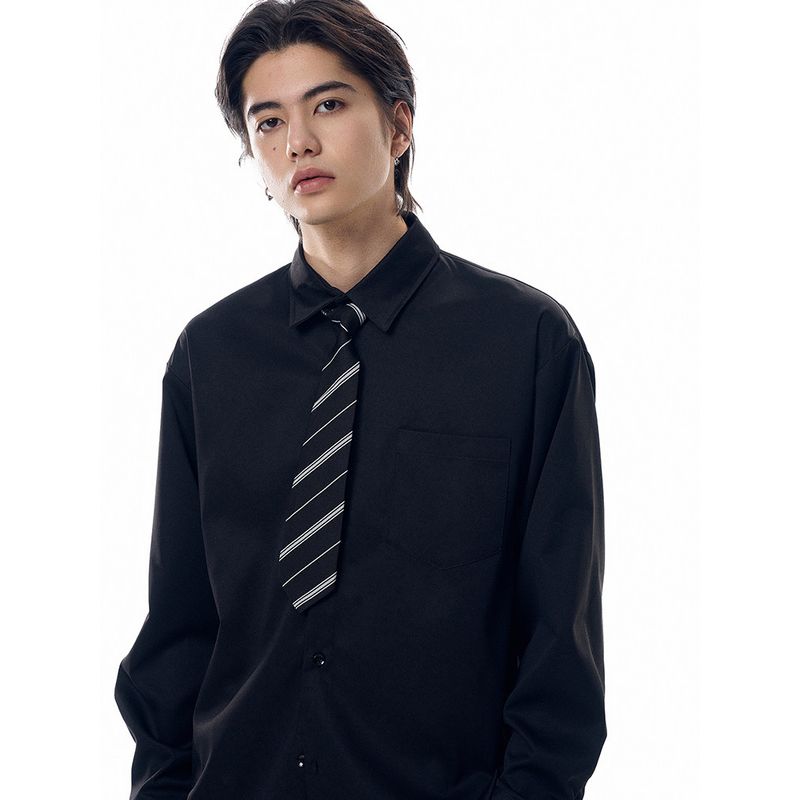 Dream Made American-Style Black Long-Sleeved Shirt for Men, Spring and Autumn, Minimalist and Versatile, New Casual Shirt Jacket