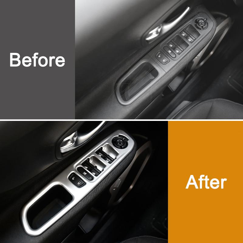 For Jeep Renegade 2015 2016 2017 2018 2019 2020 2024 2024 2024 ABS Car Window Glass Lift Switch Button Panel Trim Cover Stickers