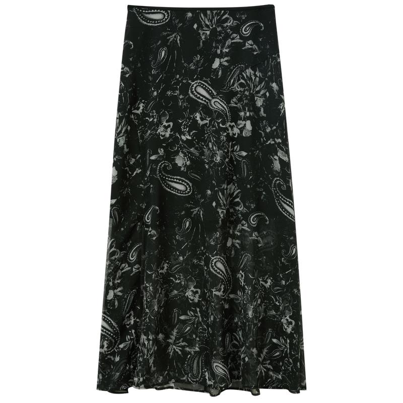 Women s High-Waist Paisley Print Chiffon Maxi Skirt M