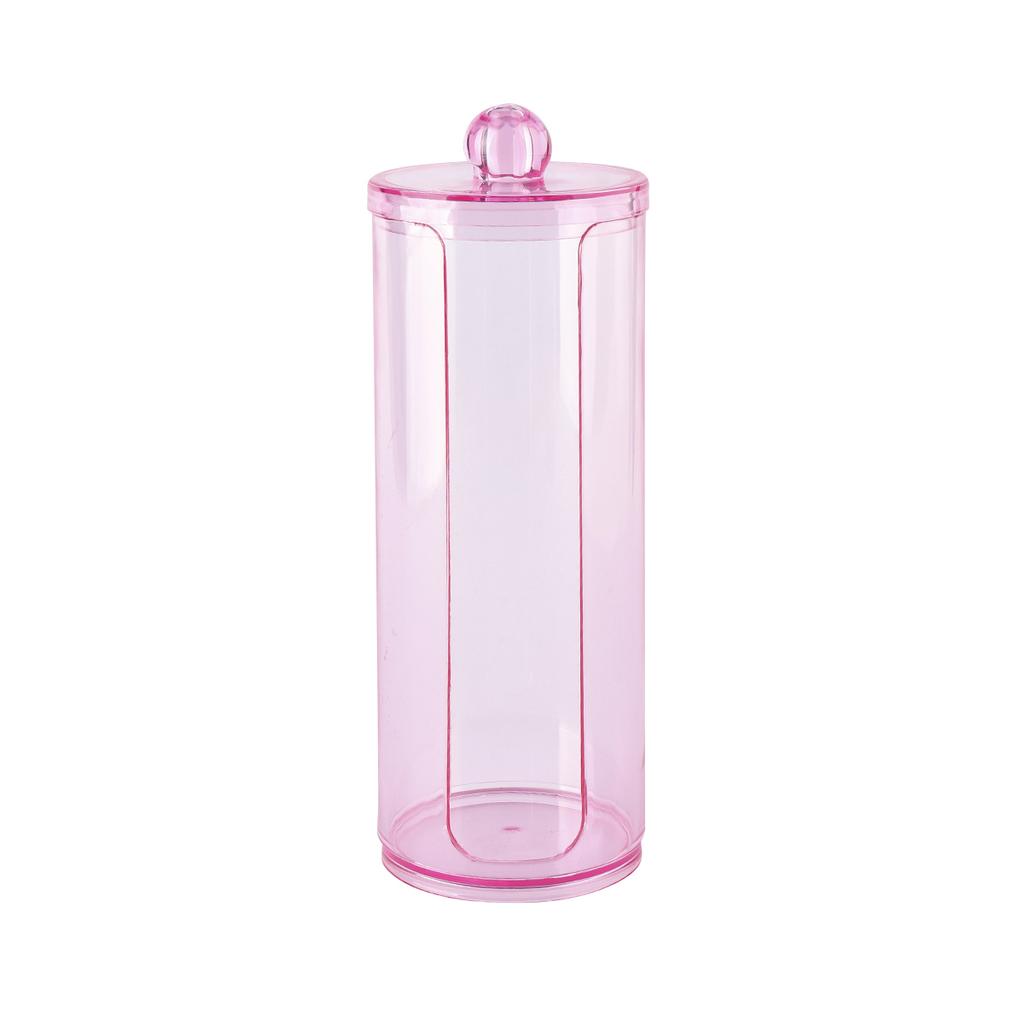 1/3 Pcs Acrylic Qtip Holder with Lid Clear Pink Cotton Pad Holder Bathroom Makeup Organizers Containers Storage Box