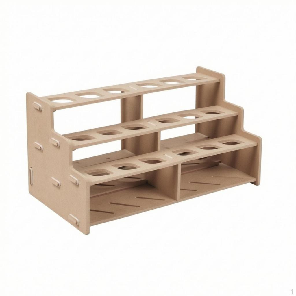 Paint Bottle Holder Stepped Desktop Storage Rack Wooden for Crafters,