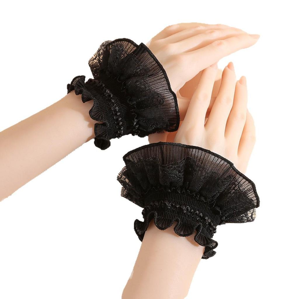 Women's Lace Mesh Cap Sleeves with Extended Bell Sleeve Cuffs