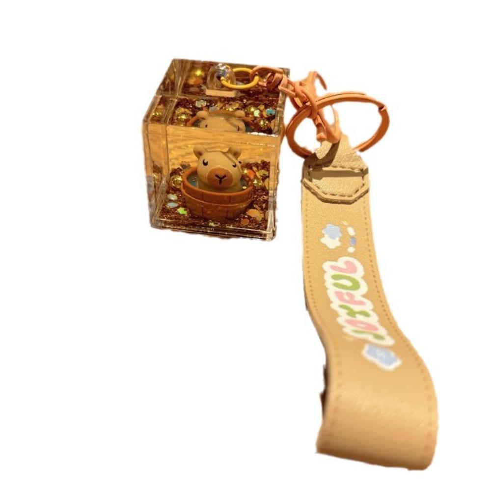 Transparent Liquid Quicksand Capybara Keyring Quicksand Bottle Capybara Key Chain  Couple