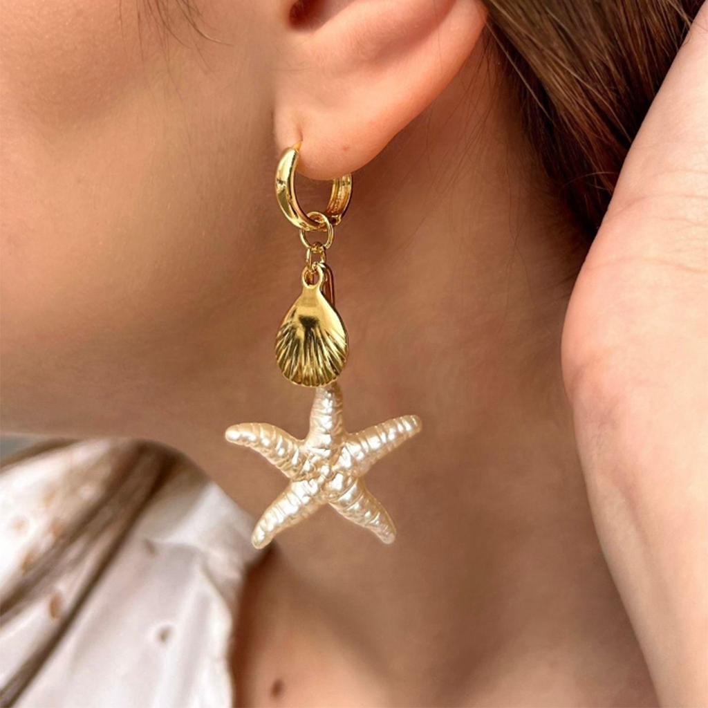 Bohemian Ocean Style Long Earrings for Women Exquisite Handmade Shell Conch Starfish Pendant Earring Summer Beach Party Jewelry