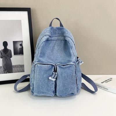 Zaini Casual alla Moda in Denim con Cerniera Solidi di Grande Capacità 2025 Borse da Donna di Alta Qualità Zaini Versatili di Alta Qualità