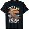 Just A Boy Who Loves Sea Lions Marine Lover Vintage Sea Lion T-Shirt