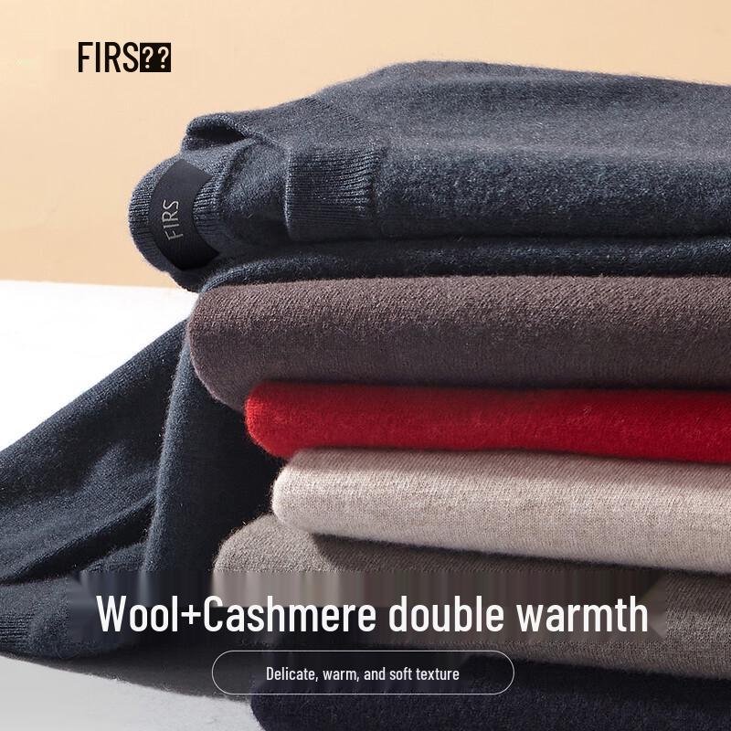 Shanshan Men's 30% Cashmere Blend Round Neck Ribbed Sweater