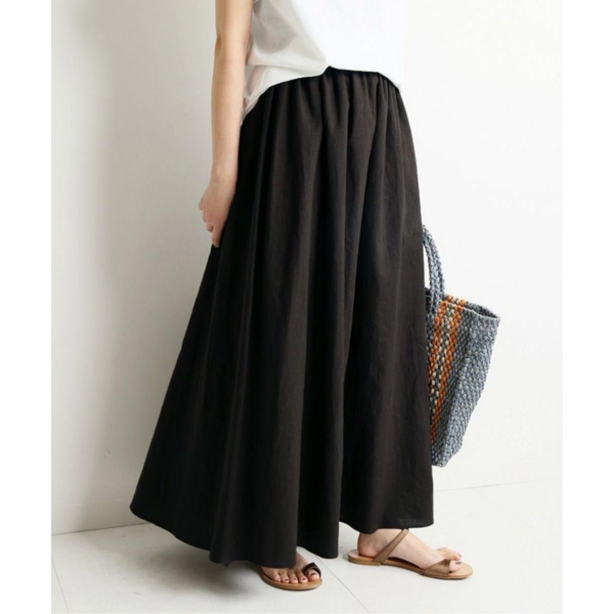 SLOBE IENA Maxi Skirt SLOBE IENA Hemp Linen Blend Gathered Long Skirt 9,900