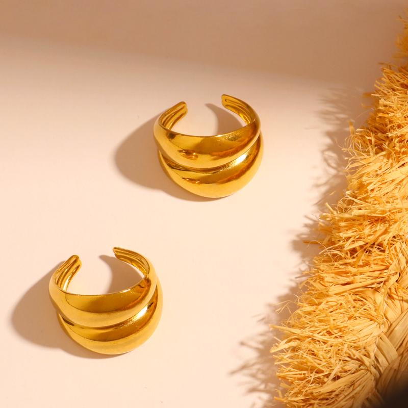 2 PCS Minimalist Wide Band Rings, Metal Geometric Open Ring, Adjustable Size For Women s Daily Wear
