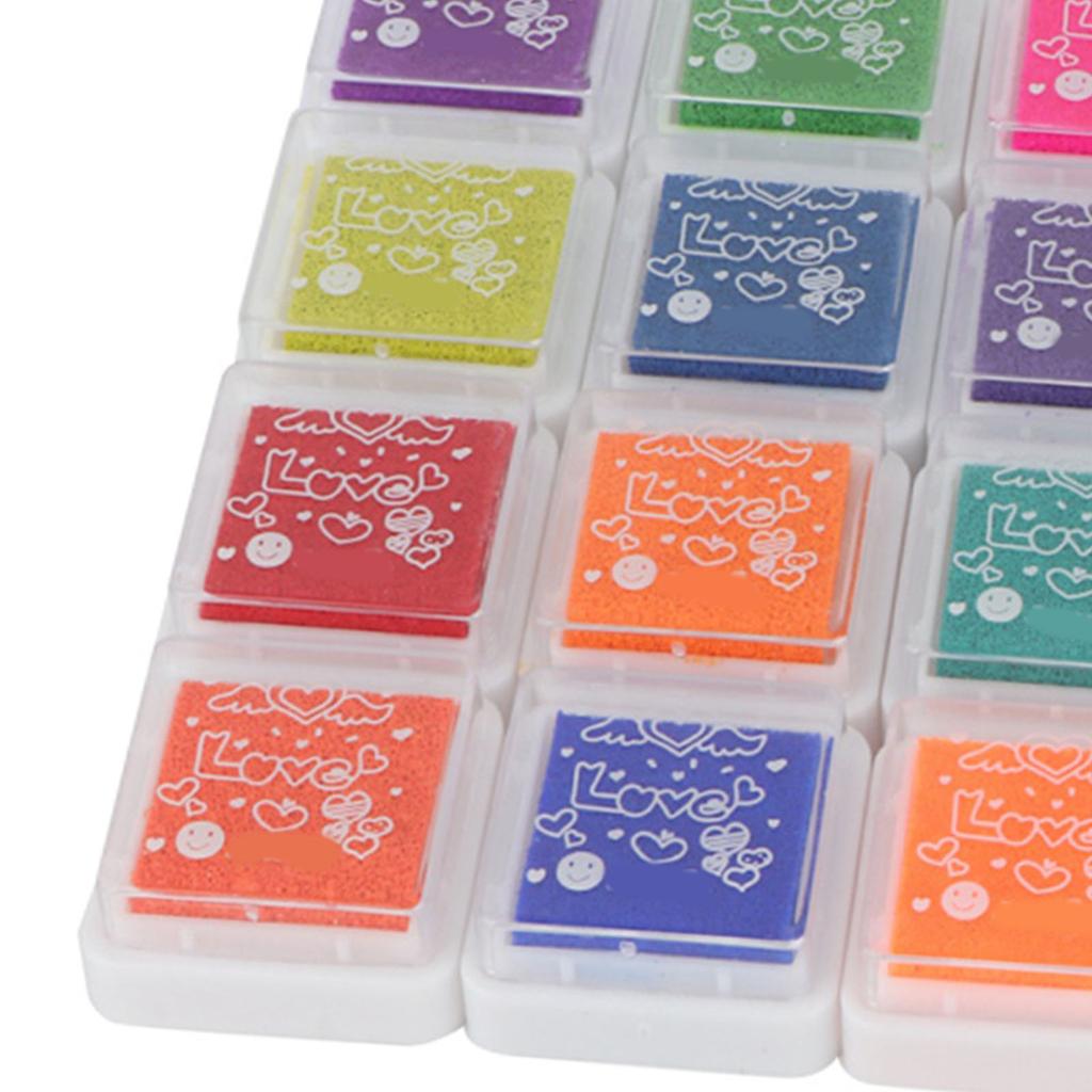 24 Colors DIY Cute Colorful Ink Pad Stamp Inkpad for Rubber Stamp Scrapbook Decoration