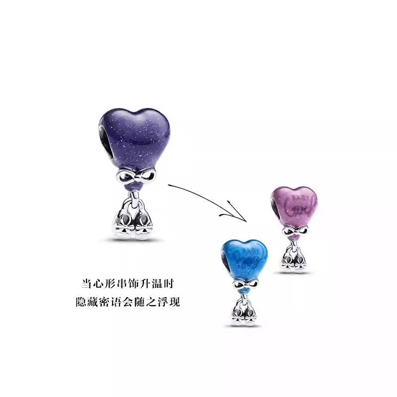 Pandora Heart Bow 925 Silver Pendant Women pendants Color-Changing 793239C01 Box,Boy