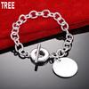 925 Sterling Zilver Eenvoudige Schijf Zijschakel Sfeervolle Armband Cadeau Sieraden