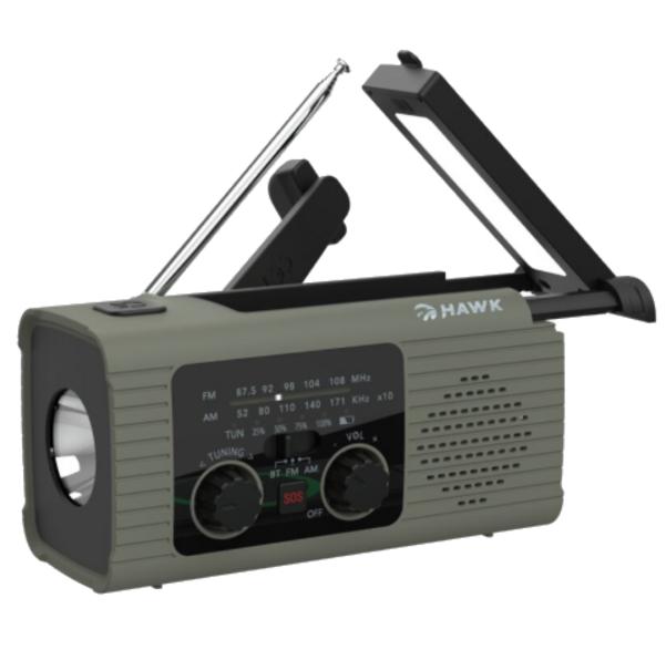 Radio solarne dynamo na korbkę hawk expedition r10 hwrdi410gn zielono-czarny