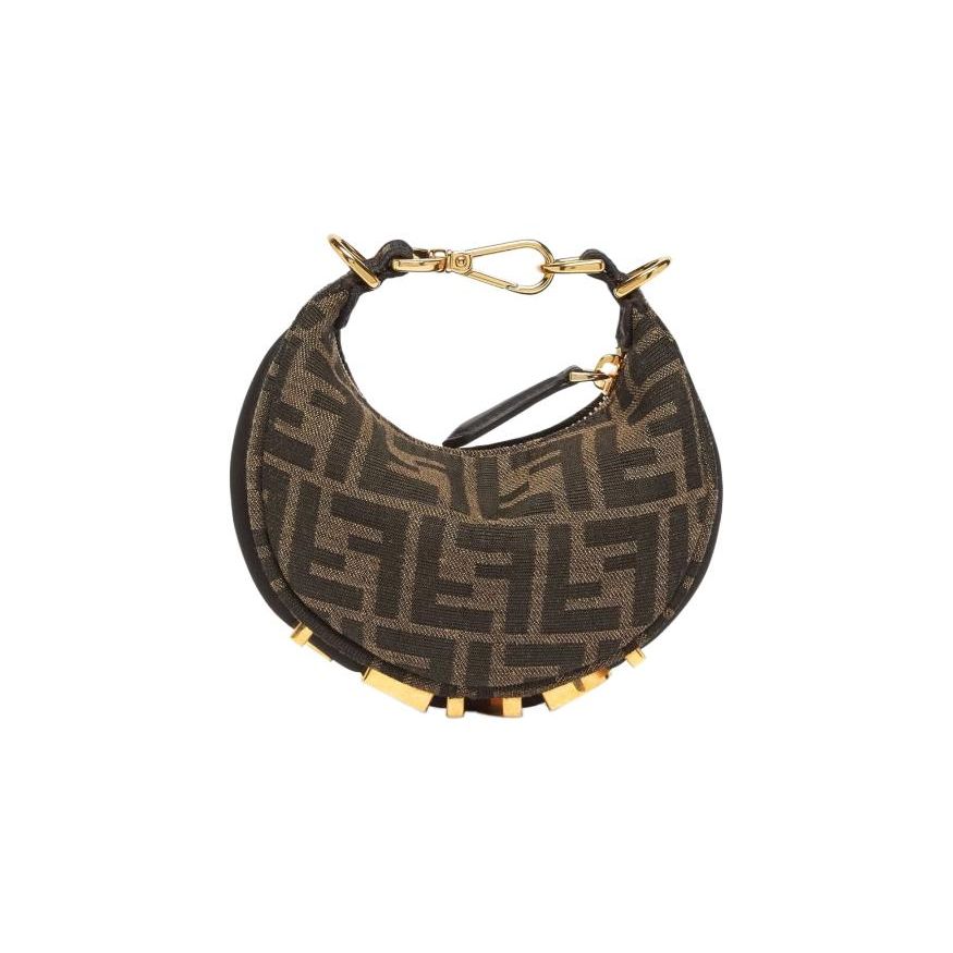 

Fendi Graphy Gold-Plated Metal Zipper Closure Fabric Crescent Bag Women Handbags Brown 7AS089-ANSQ-F197W Basic Set (Bag+Dust Bag)