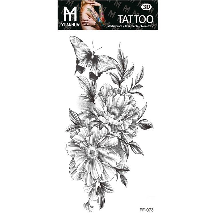Plain Flower Bohemian Blue Rose Mermaid Waterproof Tattoo Sticker Simulation Water Transfer Sample Sticker