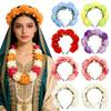 Large Rose Flower Headband Women Artificial Floral Hair Hoop Aesthetic Bridal Wedding Headpiece Beach Vacation Photography Crown