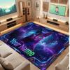 Cat Theme Crystal Velvet Floor Rug Personalized Custom Name Text Warm Carpet Home Decoration