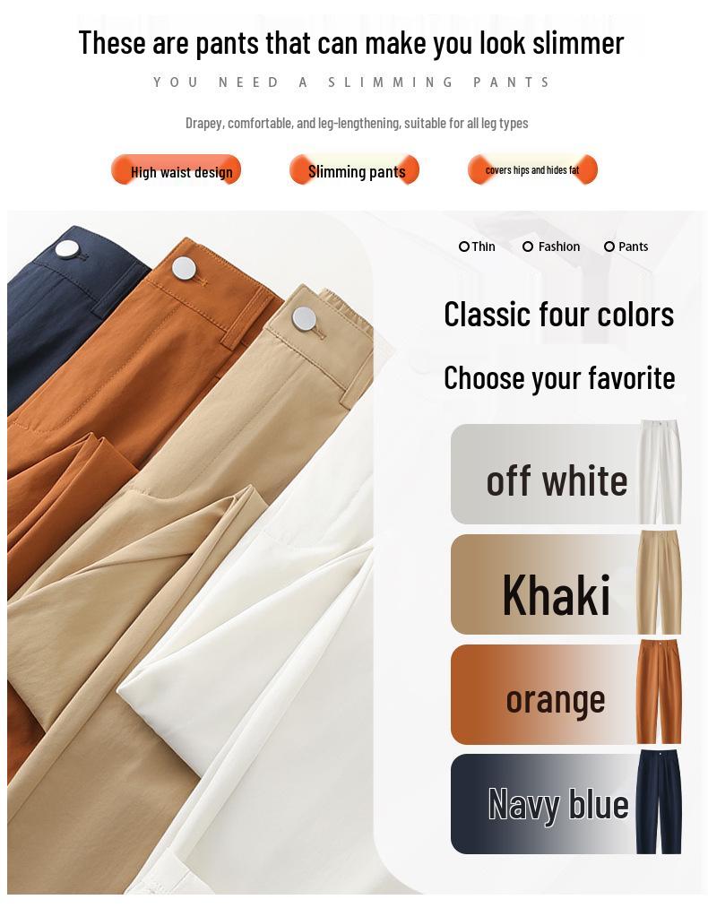 Summer High-Waisted Wrinkle-Resistant Banana Scythe Pants 2025 - Petite, Versatile, Casual Nine-Point Loose Fit