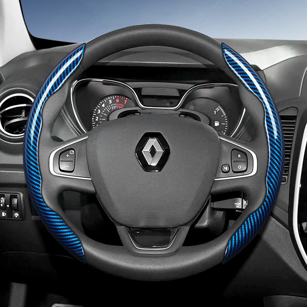 EXHN9 Suitable for Renault Carbon Fiber Texture Steering Wheel Cover with Segmented Quick-Release Design Sandero Clio Duster 