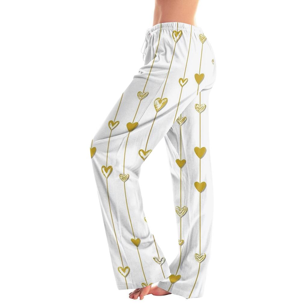 Women's Valentine's Day Heart,themed Casual Milk Silk Fleece Pants, Sleep Pants, Home Pants