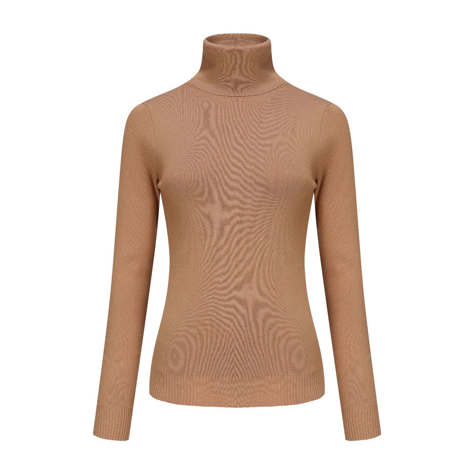 

European & American Women s Turtleneck Knitted Sweater - Autumn/Winter Solid Color Versatile Design L верблюд