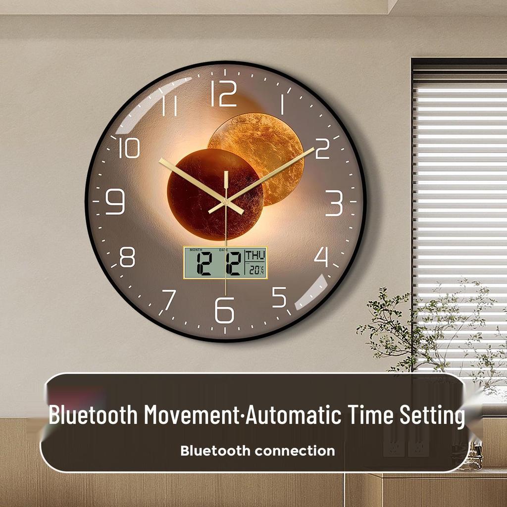 Bestselling Bluetooth Wall Clock with Automatic Time Sync, English LCD, and Perpetual Calendar - Wall-Mounted Electronic Clock