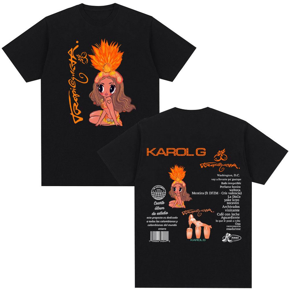 Karol G 2025 New Album Tropicoqueta T-shirt Unisex Women Clothing Fashion Hip Hop Harajuku T-shirts Casual Cotton Oversized T Shirt