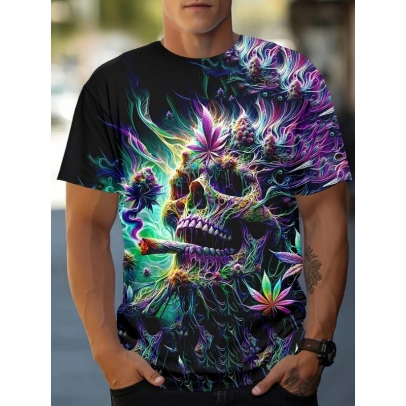 Trendy 3D Skull Printed T Shirt Man Luxury T-Shirt Summer Short Sleeve Clothing Punk Men's T-Shirts Round Neck Tops Men Clothes