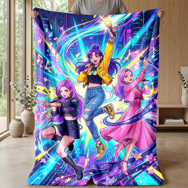 Flame Guitar Art Theme Blanket Lightweight Warm Flannel Blanket Decorative Throw Blanket for Home Decoration