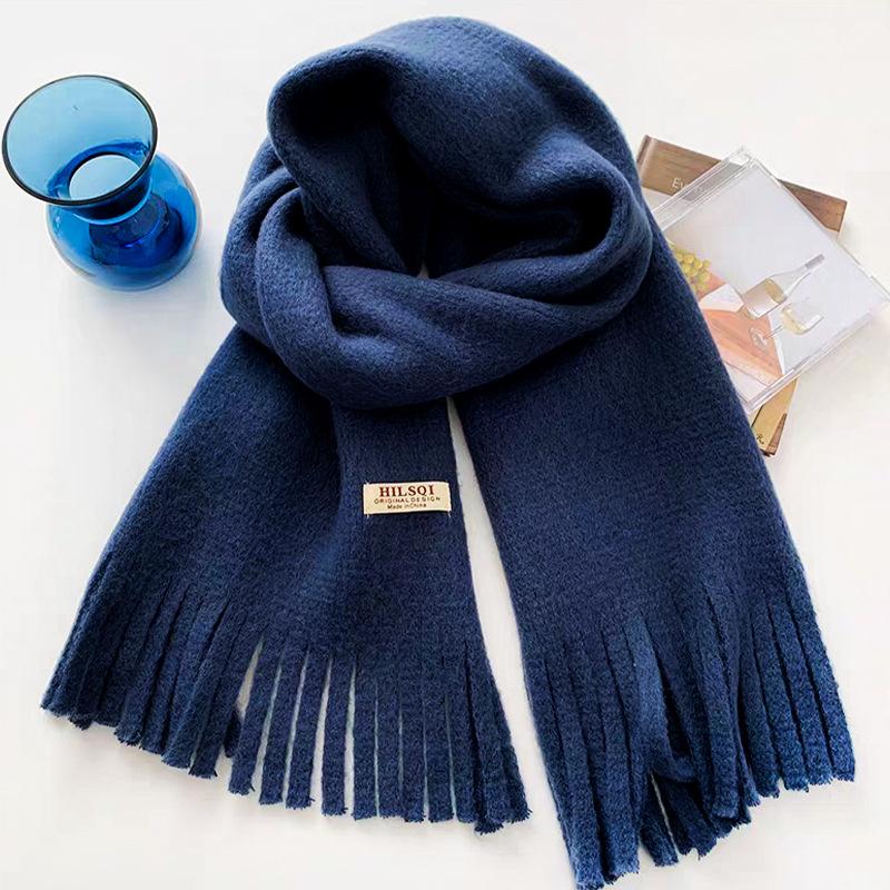 Cloth Label Knitted Scarf Women'S Season Thickened Warm Student Couple Woolen Circumference