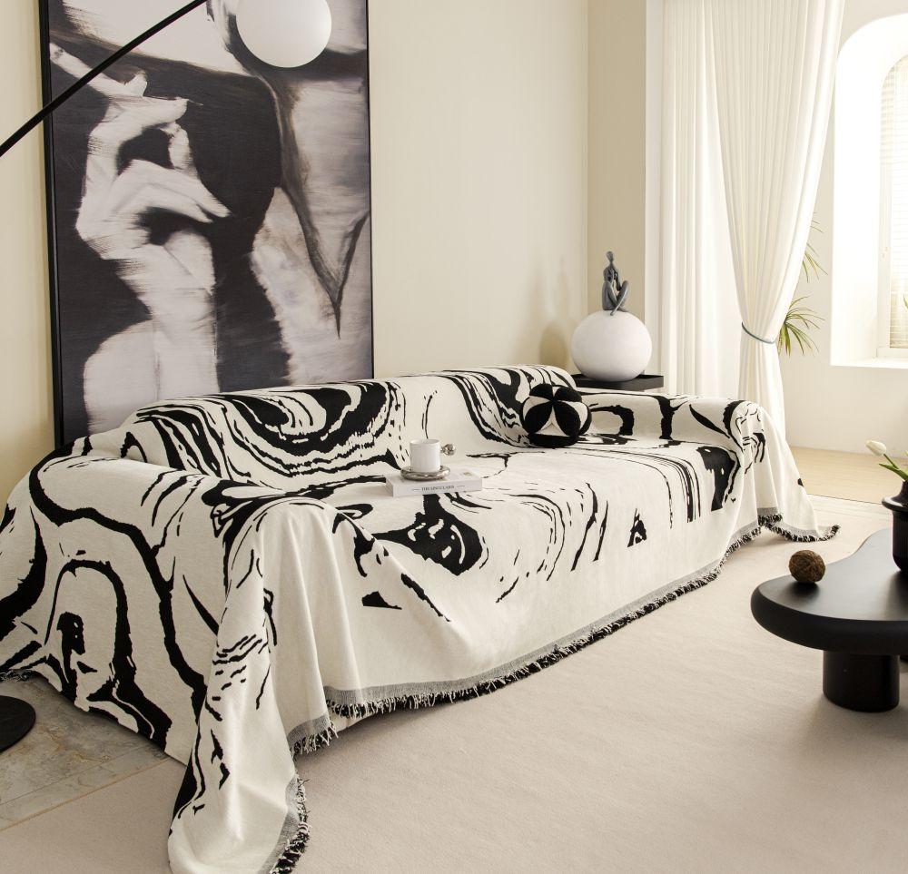 Black White Sofa Cushion Cover Sofa Cover Chenille Universal Sofa Towel Couch Cover Pet Mat Living Room Sofa Dust Proof