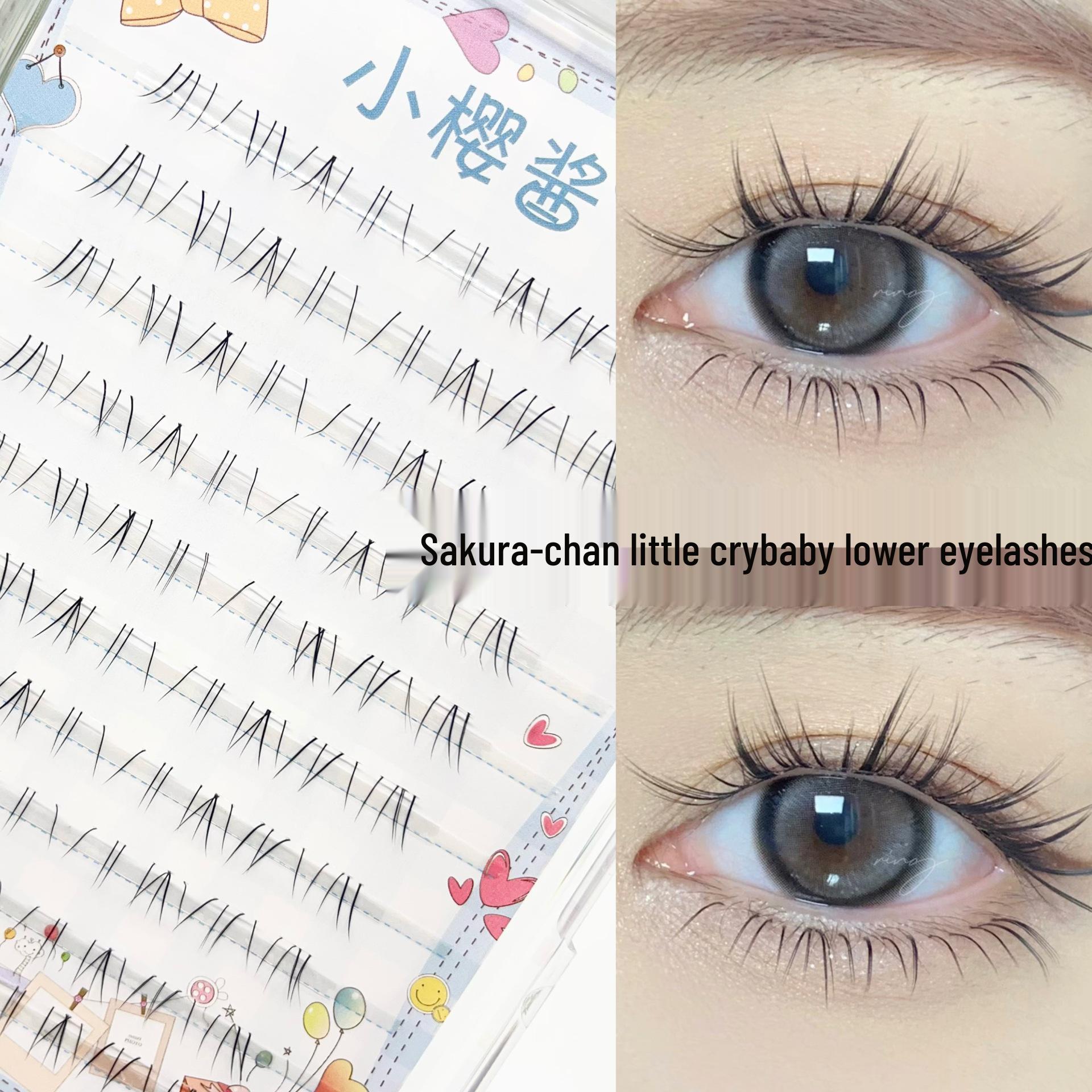 Sakura-chan Crybaby Lashes: Clear Roots, Natural Look, Segmented Light Makeup