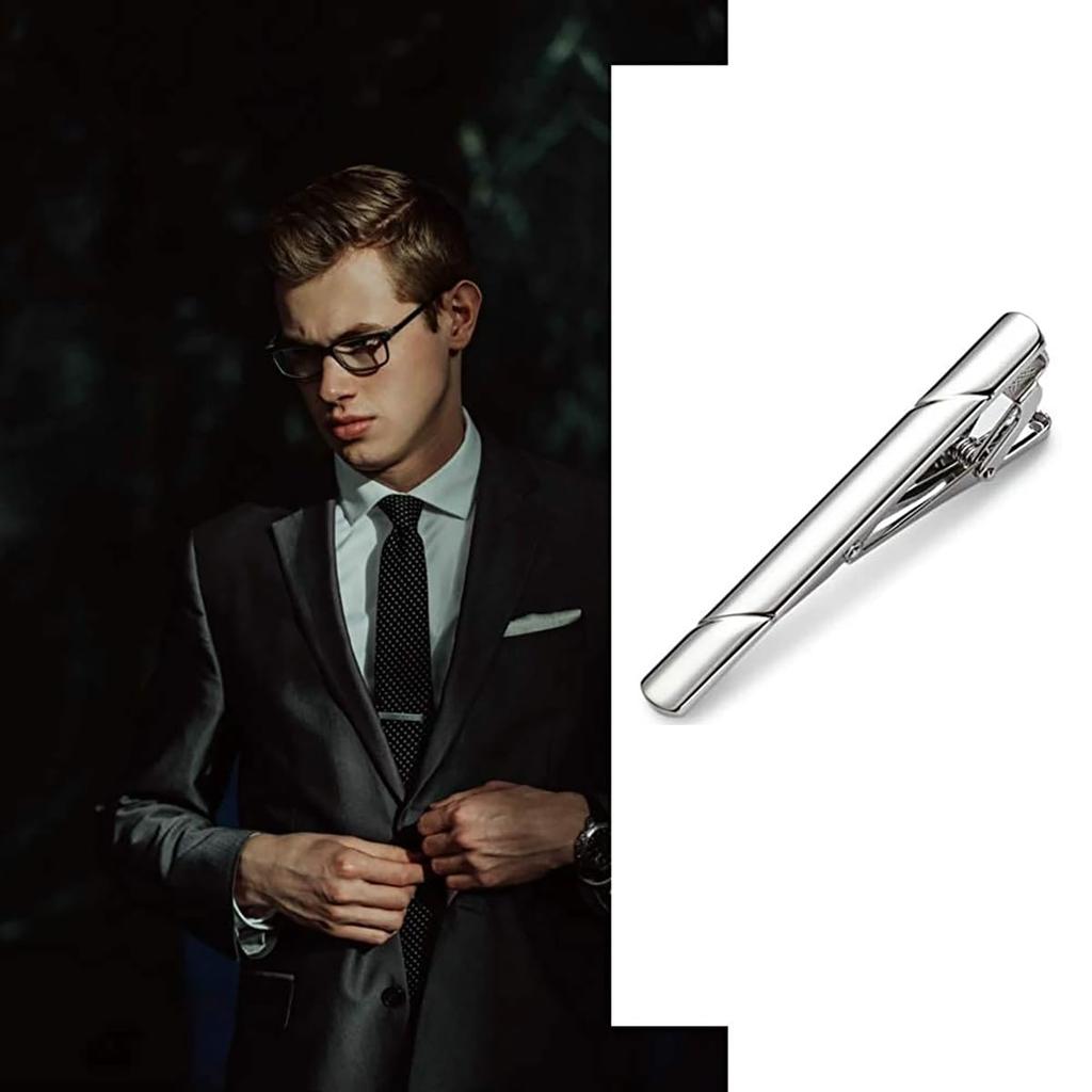 Tie Clip Compact and Natural Suitable for Everyday and Business Plain Design [LUYING] - Simple, Presence, Wear, (Silver)