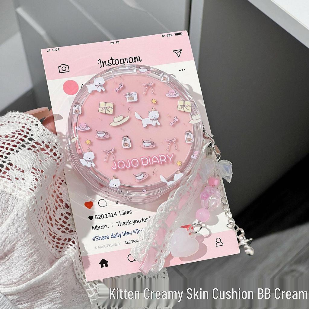 Jiujiu Diary Cat Long-lasting Hydrating BB Cushion Cream - Lightweight, Brightening, Creamy, Durable Makeup.
