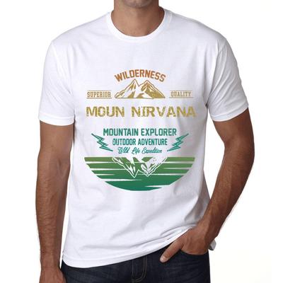 Herren Vintage T-Shirt Grafik T-Shirt Bergforscher MOUN Nirvana Weiß