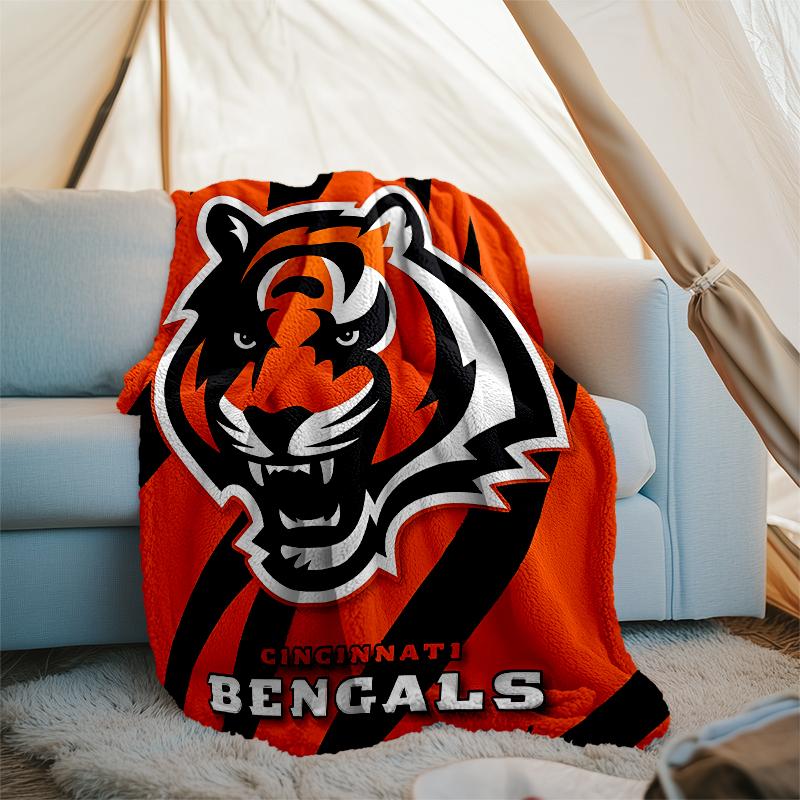 Cincinnati Bengals LOGO printed throw blanket—soft,warm;versatile blanket for all seasons—perfect as &air-conditioning throw,nap blanket