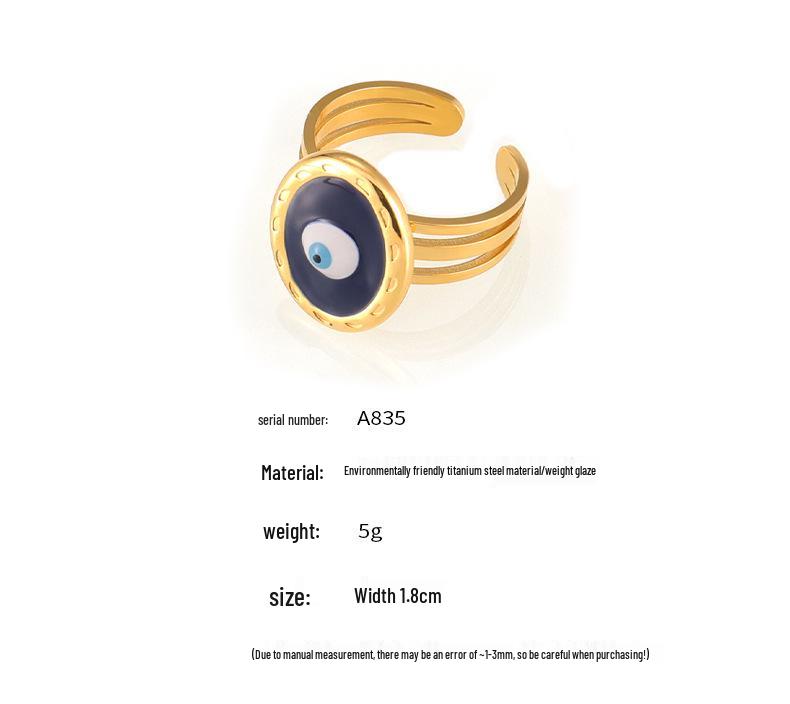 Blue Drip Oil Demon Eye Titanium Steel Ring - Ethnic Tail Ring for Women